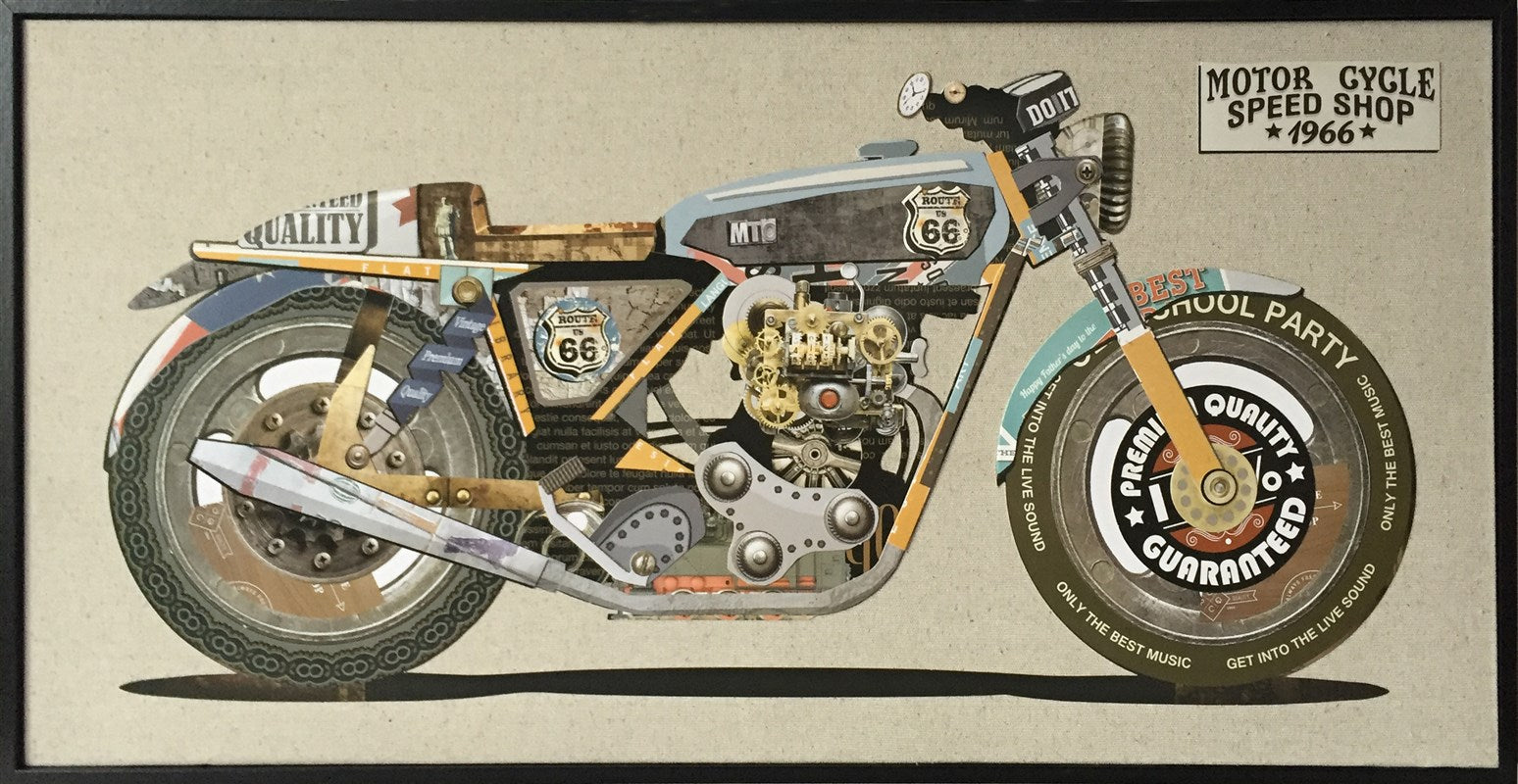 Kayoom Kunst-Collage - Papier Wandbild Motorrad II 82cm x 42cm